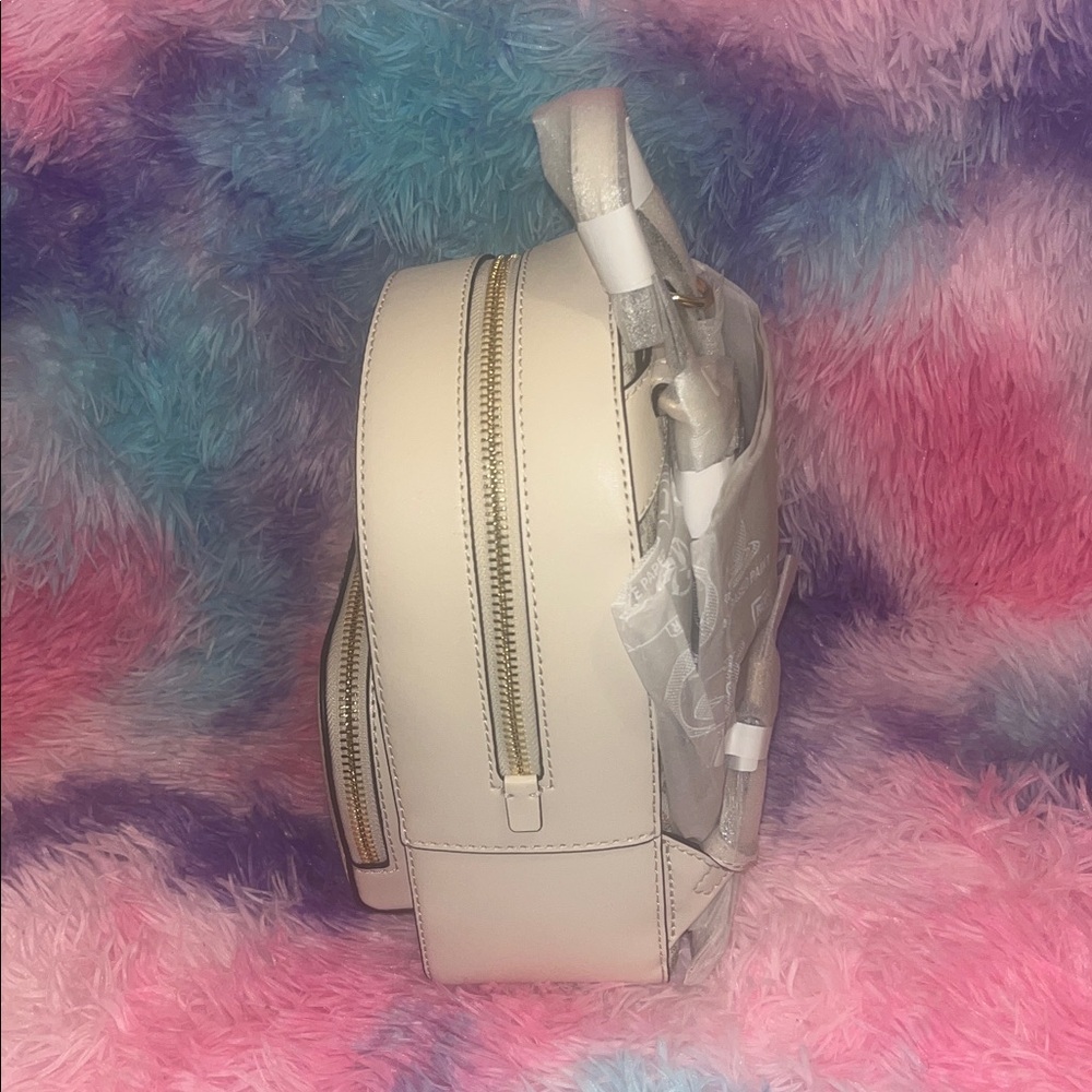 💋SOLD💋NWT Michael Kors Mini Logo Backpack | Signature MK Cream & Gold - Picture 5 of 9